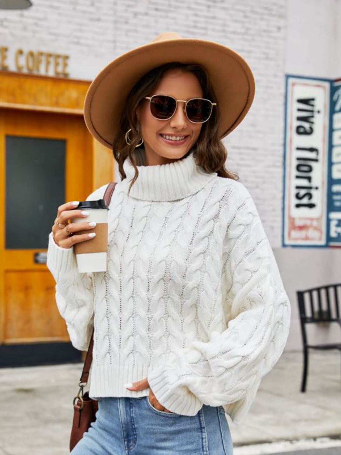 Maxct &Turtle Neck Cable-Knit Sweater