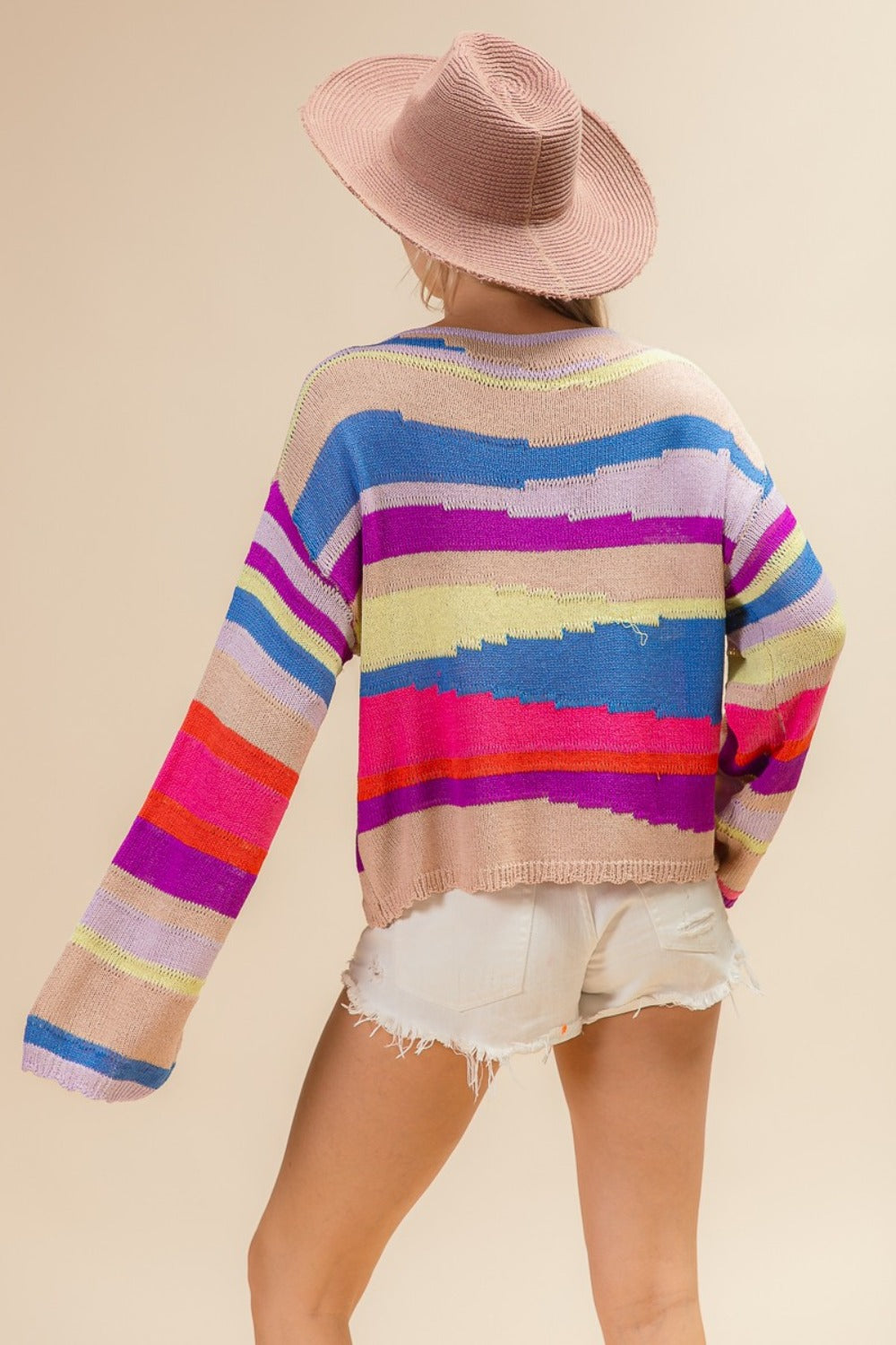 Maxct &BiBi Multi Color Geometric Stripe Sweater