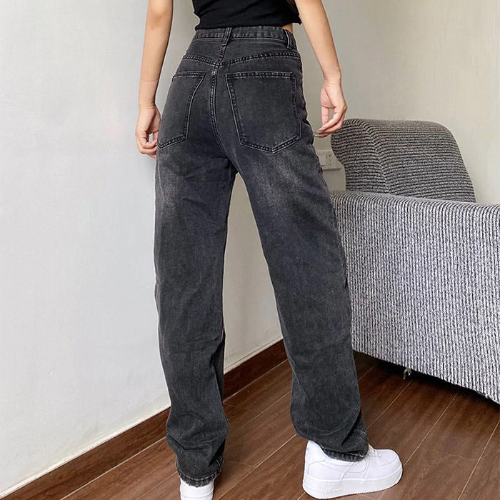 High Rise Straight Leg Jeans Maxct