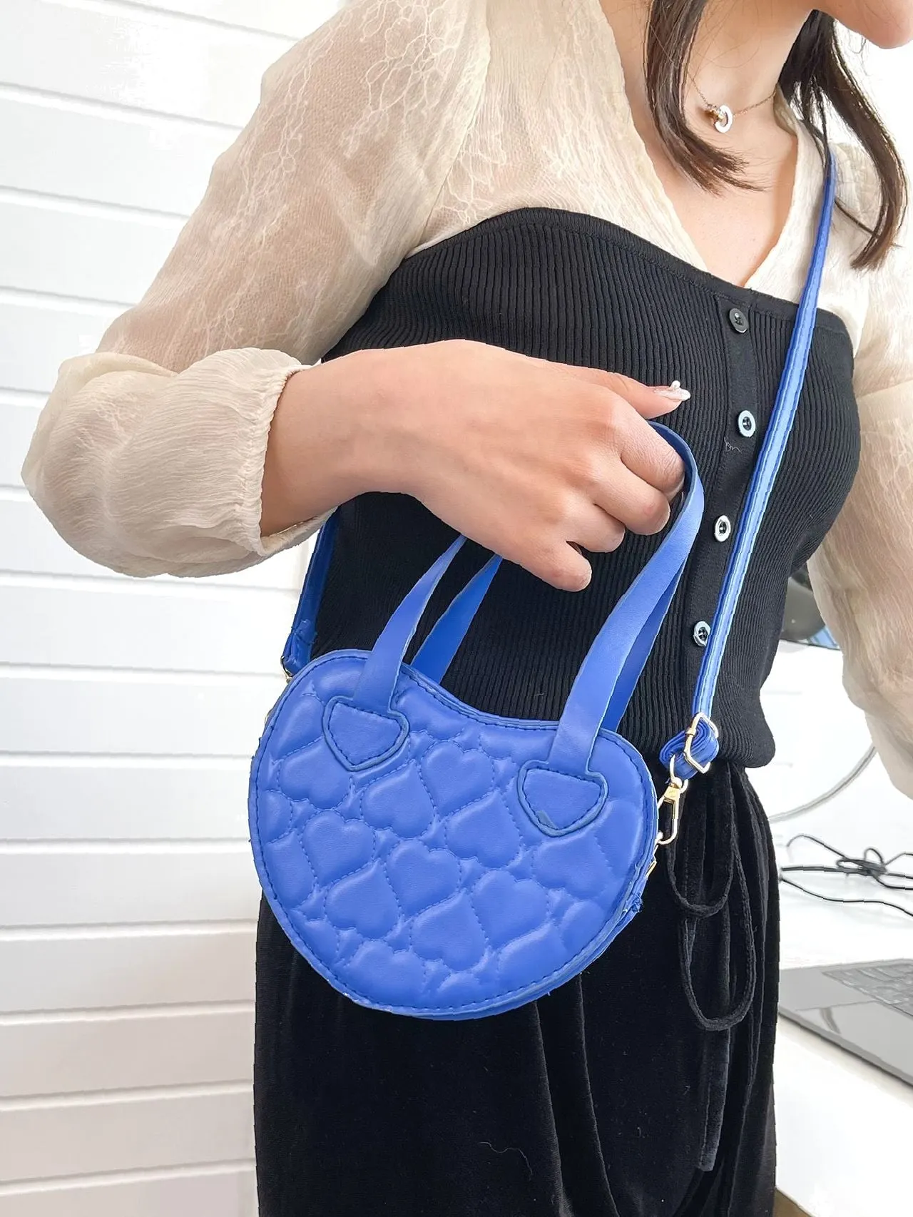 Bag For Love - Stitch Detail Heart Shaped Novelty Bag  - Women Maxct Bags