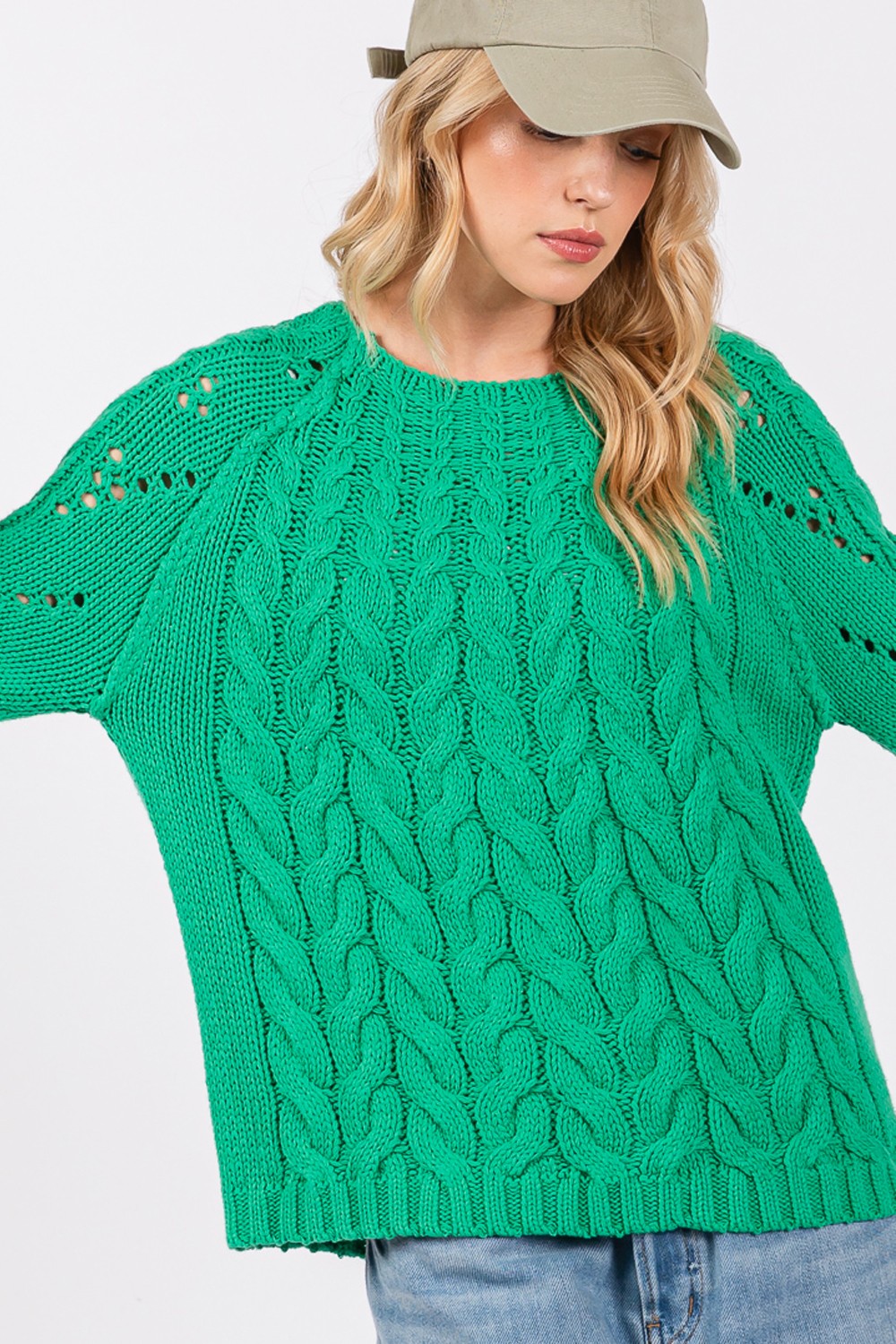 Maxct &SAGE + FIG Cable-Knit Long Sleeve Sweater