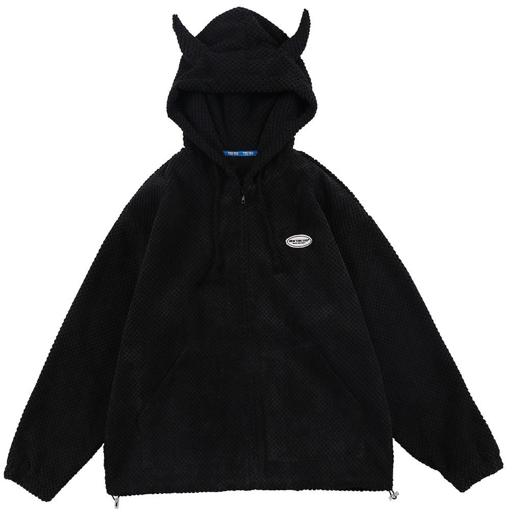 Mystical Green Hoodie Unisex with Demon Horns Maxct
