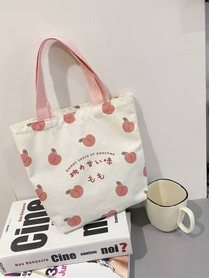 Heart Pattern Letter Patch Canvas Tote Bag - Women Tote Bags
