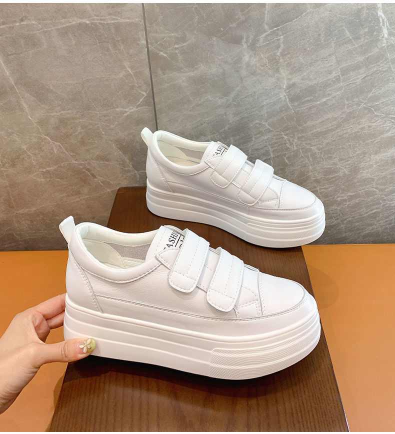 Women's 5cm Leather Wedge Sneakers - true deals club