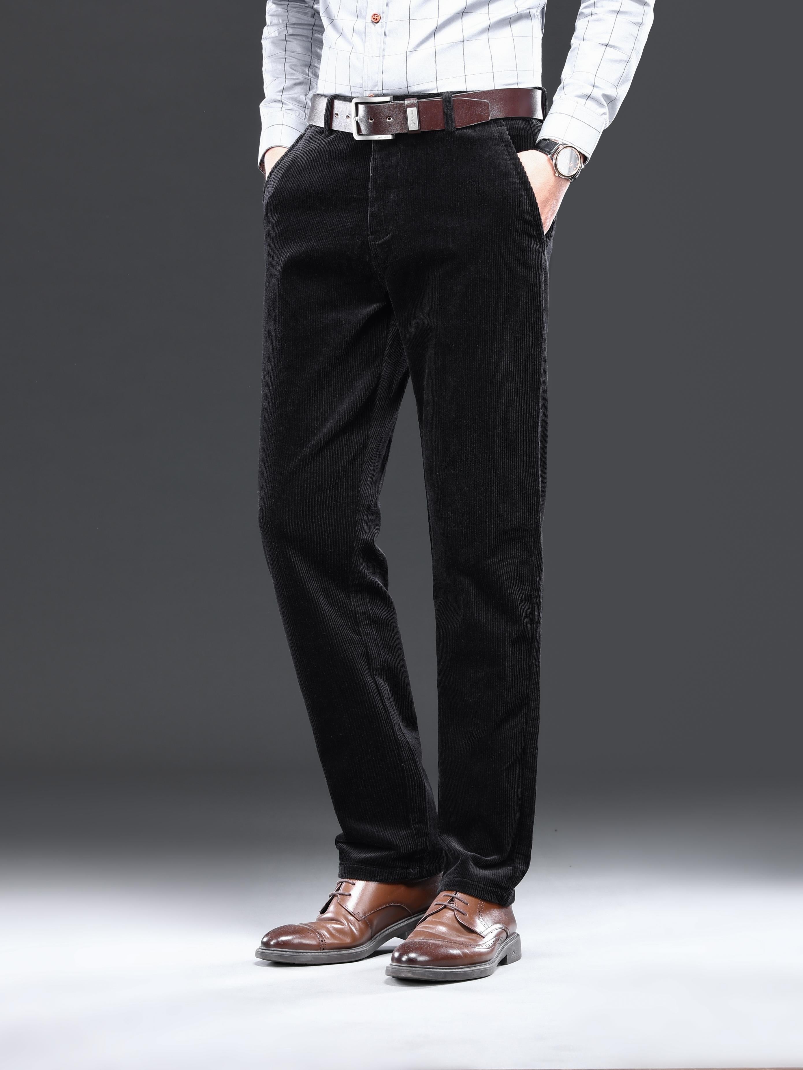 Maxct  Men's Corduroy Pants For Business, Formal Stretch Straight Leg Pants For Fall Winter
