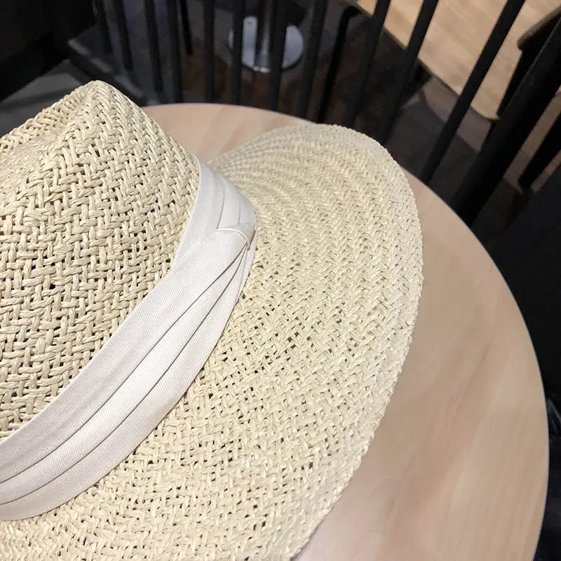 Internet Celebrity Ins Travel Wide Brim Flat Top Japanese Style Straw Hat