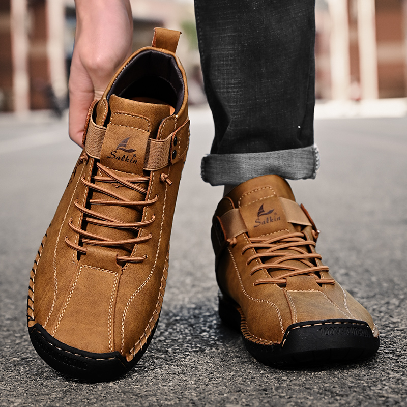 Handmade Design Sneakers Men's Casual Leather Ankle Boots