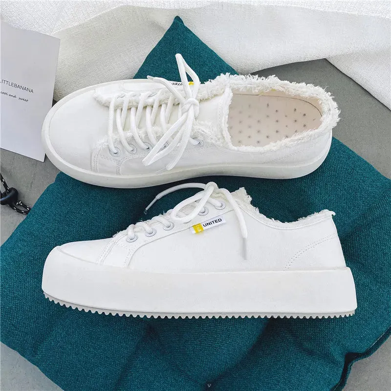 Canvas Men's Casual Lace-Up Platform Sneakers Plimsolls Maxct