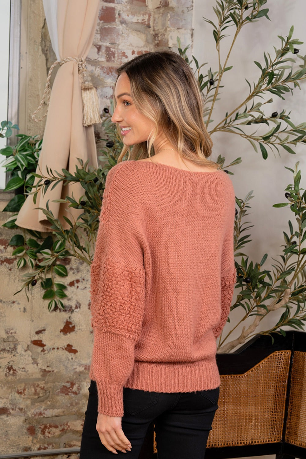 Maxct &Sew In Love Boat Neck Long Sleeve Sweater