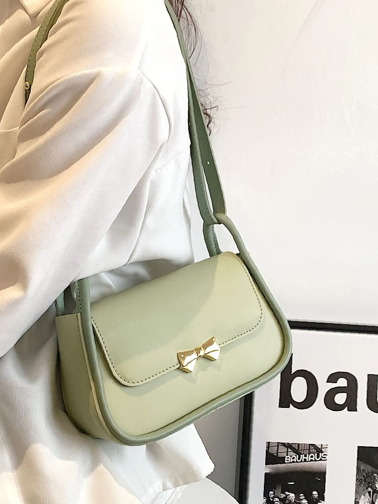 Bag For Love - Bow Decor Flap Saddle Bag  - Women Maxct Bags