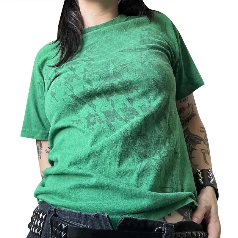Maxct Y2K Vintage Cyber Graphic T-shirt Halloween Retro Grunge Star Print Pullovers Tops Japanese Style Emo Short Sleeve Baggy Tees