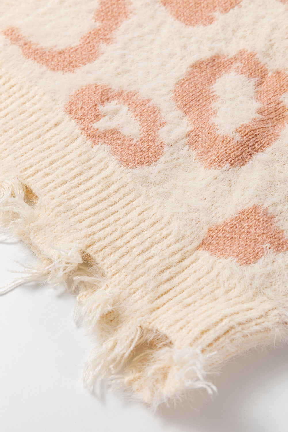 Maxct &Distressed Trim Leopard V-Neck Sweater