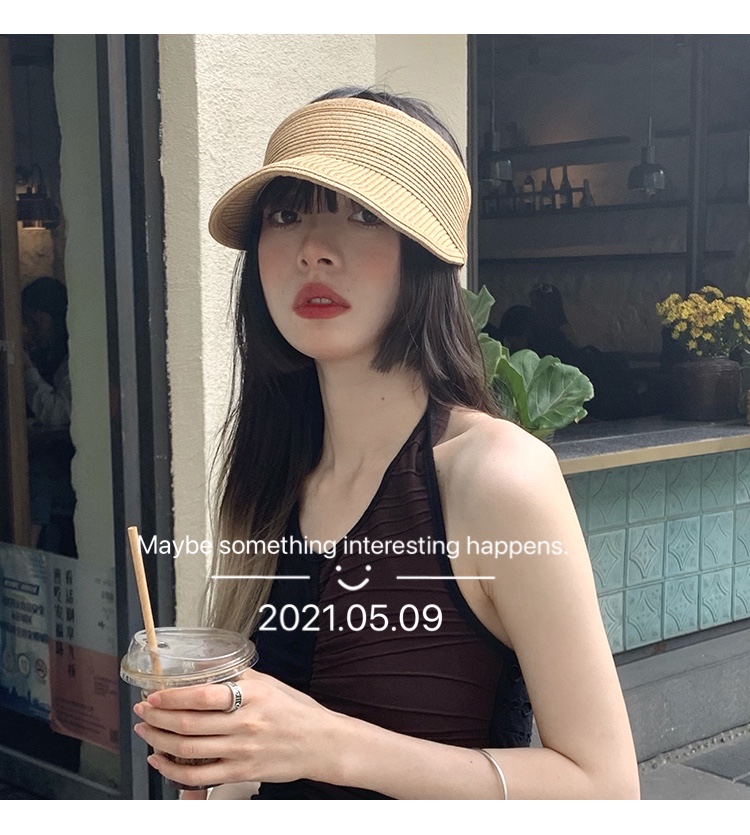No Top Women's Summer Sun-Proof Travel Fashion Cover Face Straw Hat