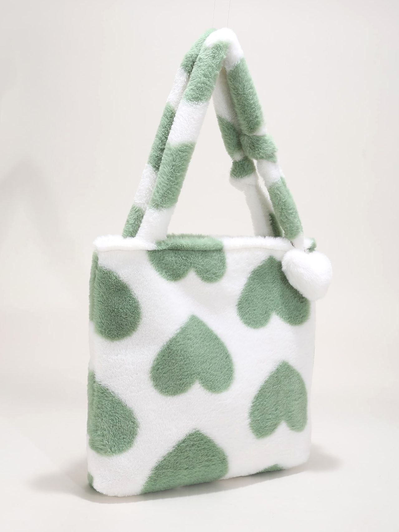 Maxct - Fluffy Heart Pattern Shoulder Tote Bag  - Women Tote Bags