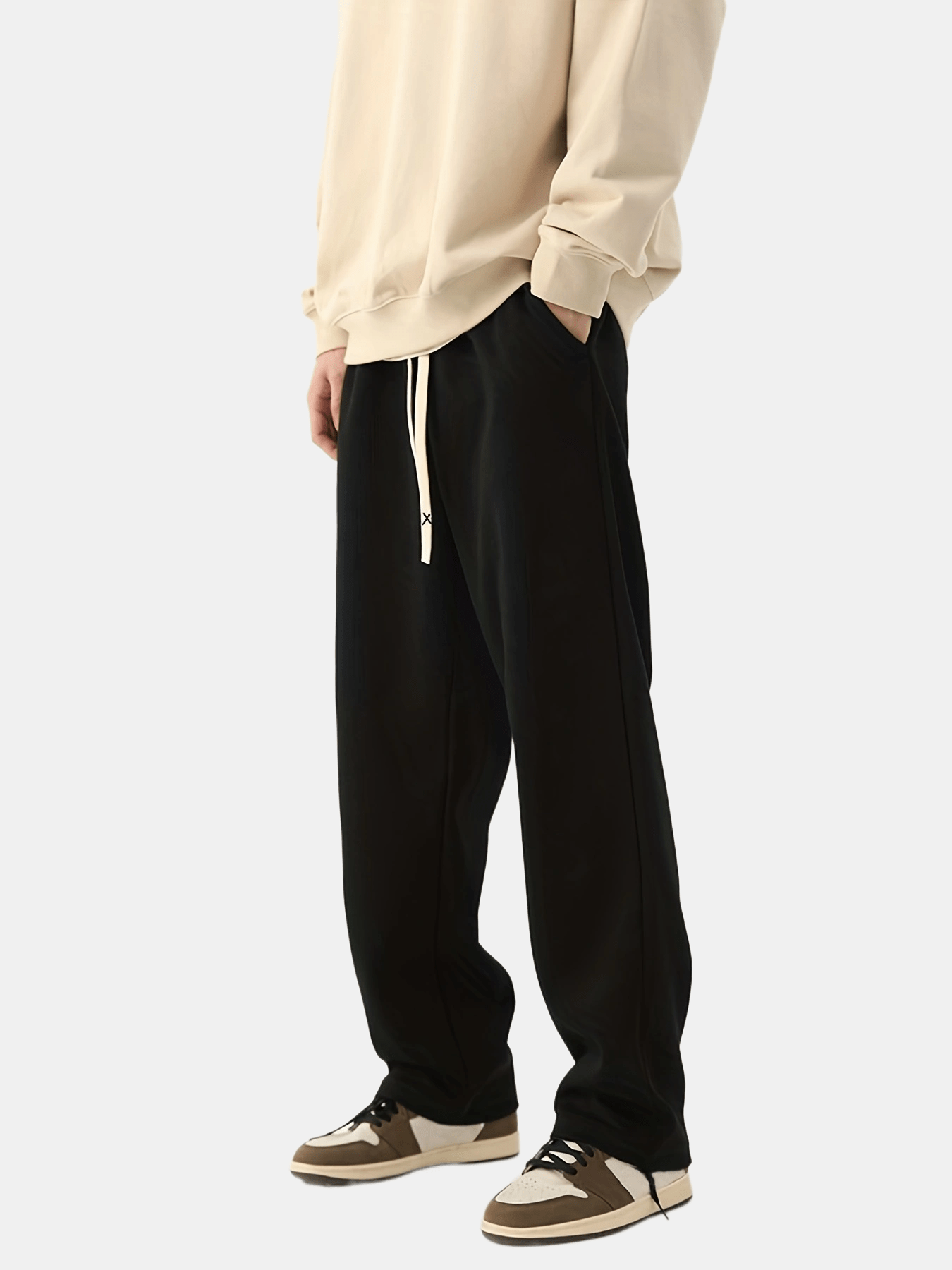 Maxct  Classic Design Solid Color Drawstring Sweatpants Men's Casual Slightly Stretch Pants For Spring Summer