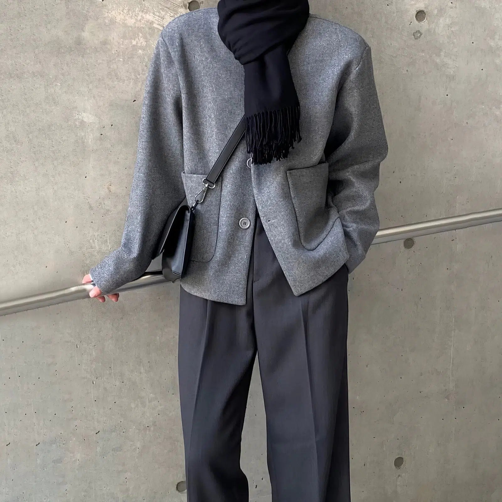 Maxct Lapel Wool Jacket with Pockets