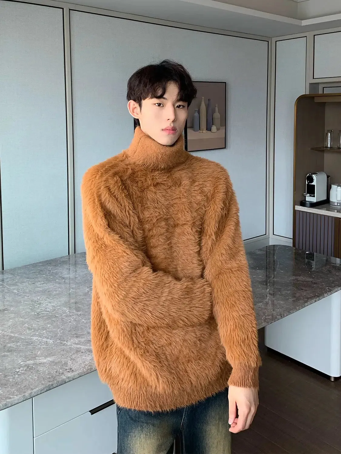 Maxct Furry Faux Mink Turtleneck Sweater