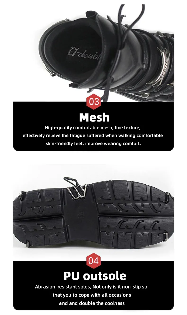 Punk Style Women's 6CM Heel Platform Goth Metal Decor Sneakers - true deals club