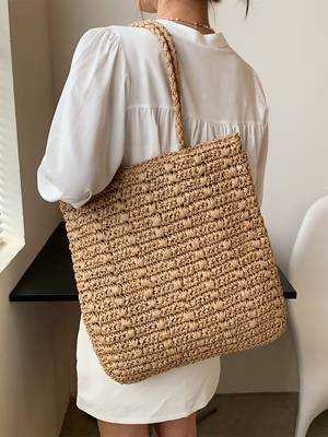 Hollow Out Straw Bag - Women Tote Bags