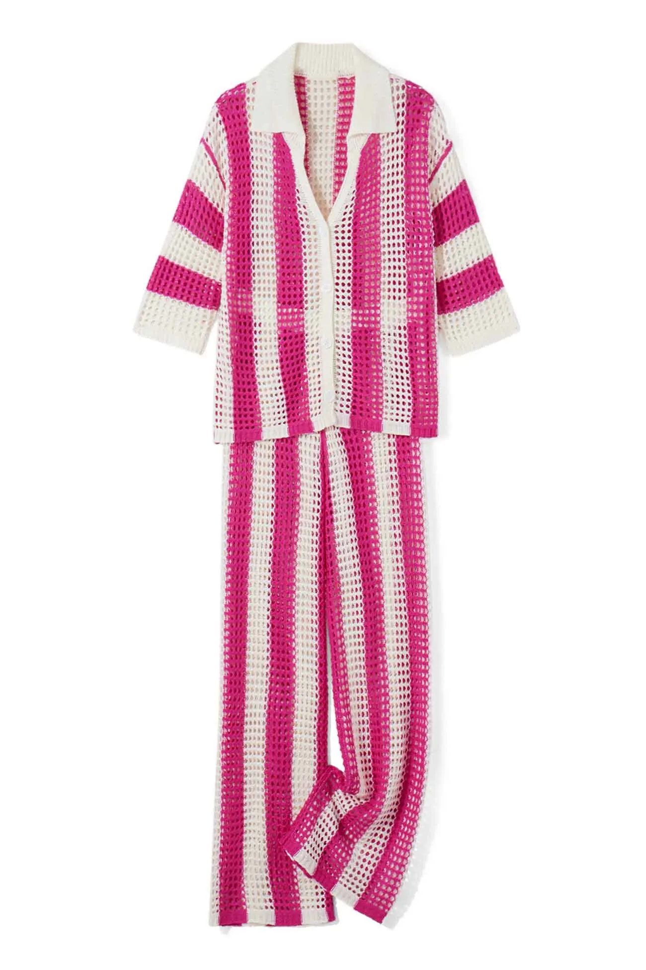 Maxct Contrast Stripe Hollow Long Pants Set