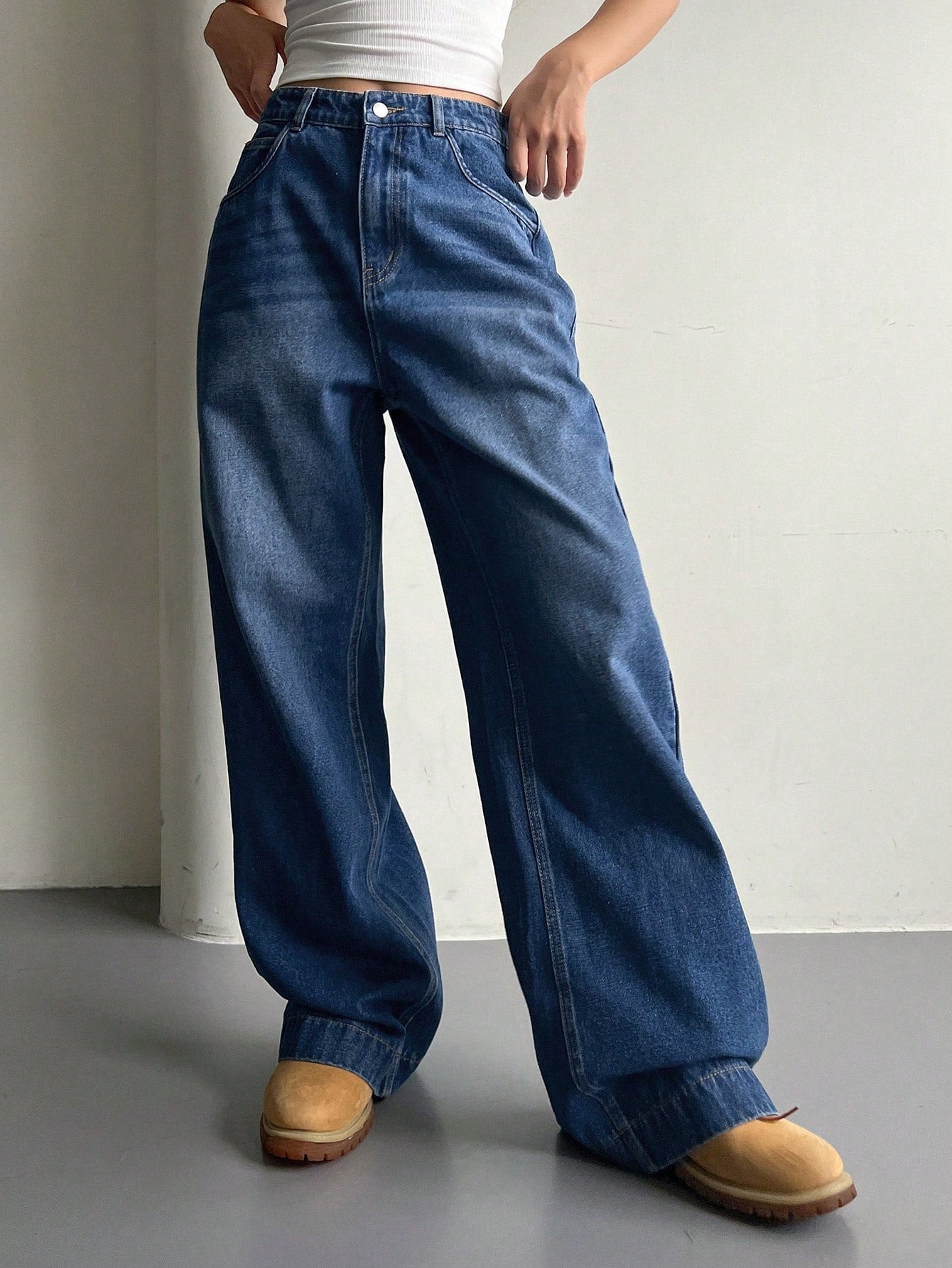 Maxct Women's Casual Wide Leg Denim Pants For Daily Wear Or Travel, With Pockets