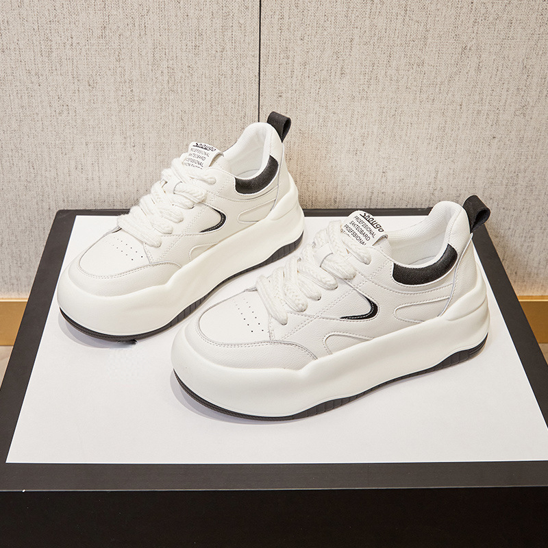 6cm Chunky Women's Sneakers in New Genuine Leather - true deals club