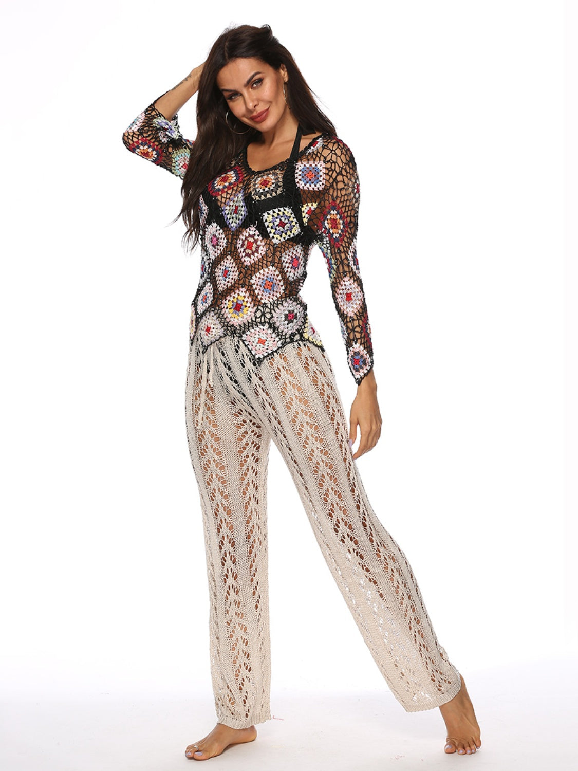 Maxct &Cutout Drawstring High Waist Swim Pants