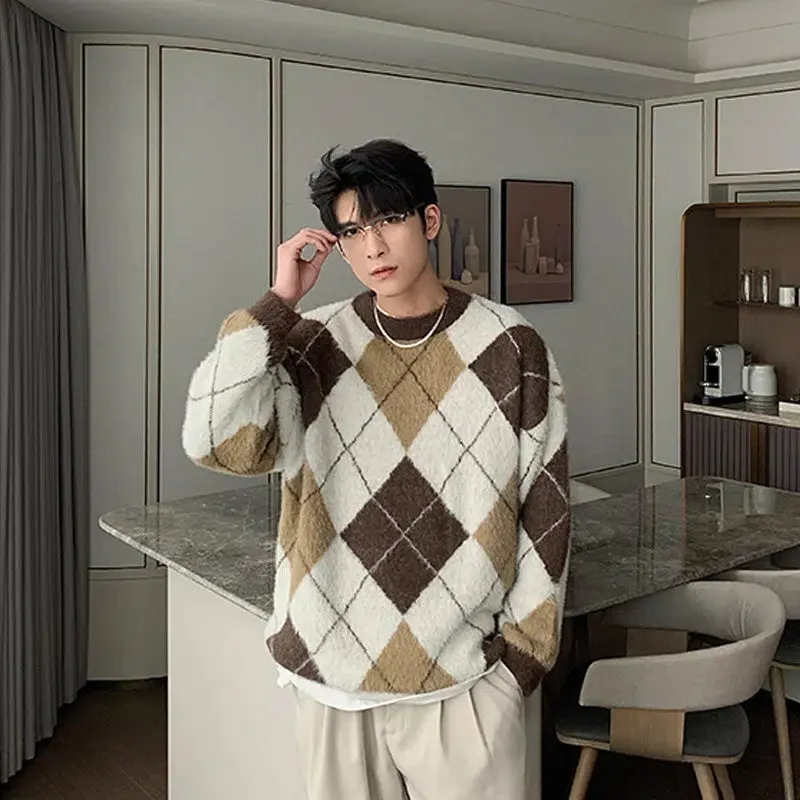 Maxct Colorblock Argyle Rhombus Sweater