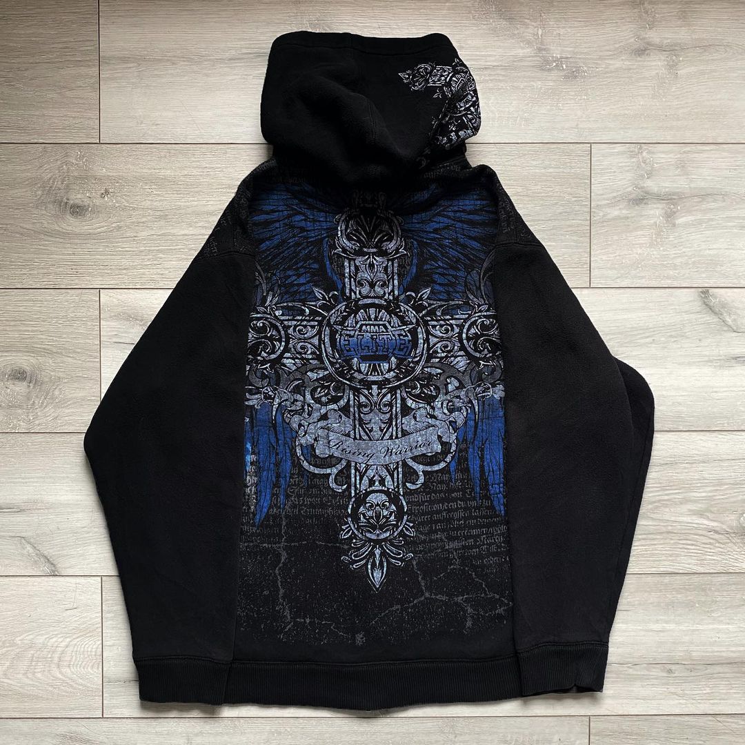 90s Streetwear Crew Neck Sweatshirt Men Casual Hoodie High Street Print Design Patterns Suitable for Fall and Summer Gothic Zipper Cardigan