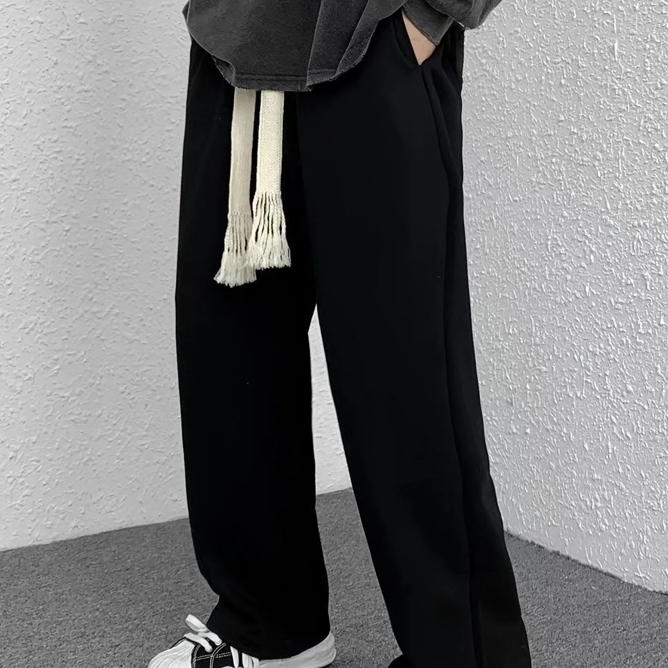 Maxct Men's Waist Drawstring Straight Leg Pants, Autumn And Winter Sports Pants For Leisure Activities