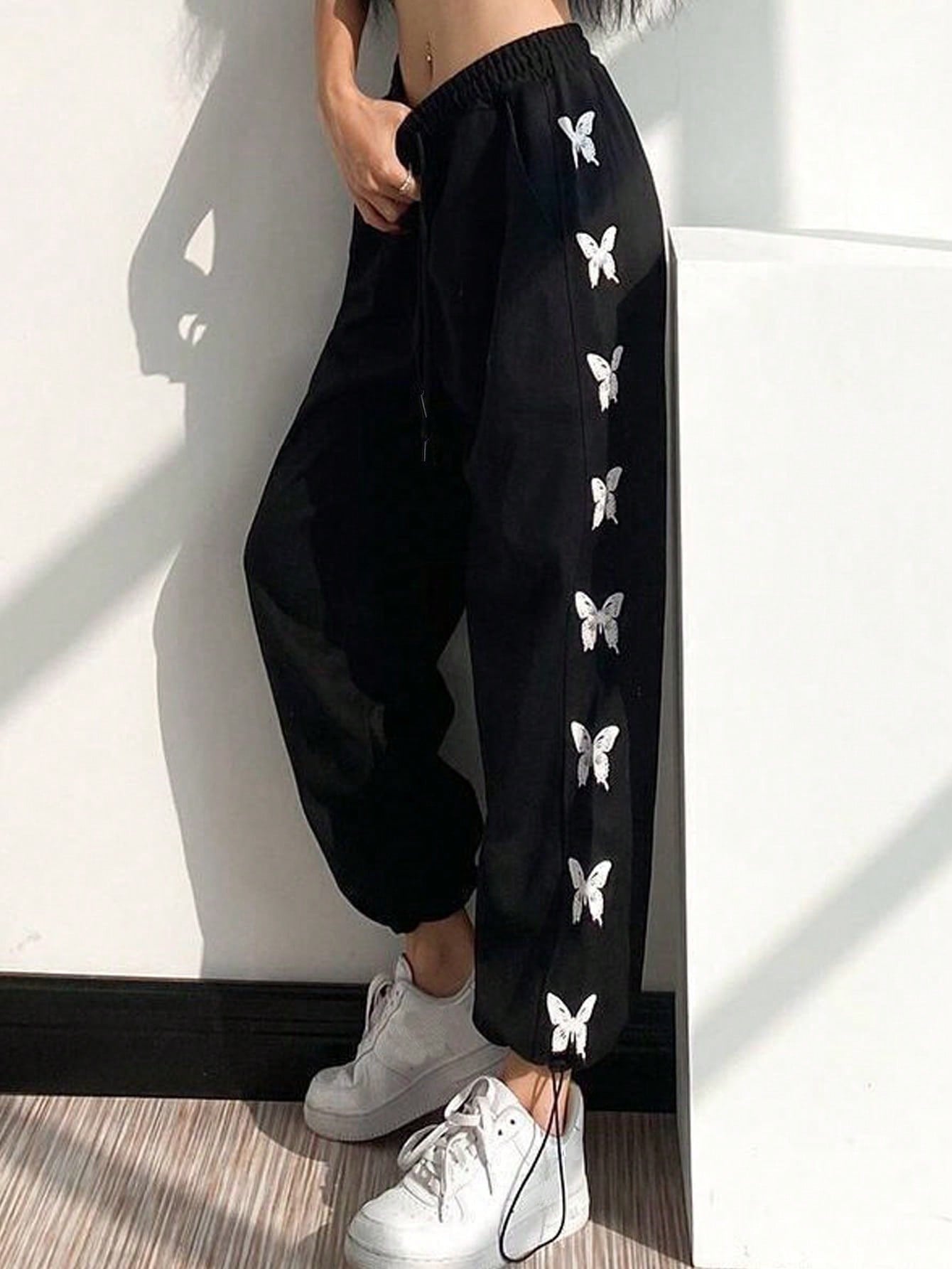 Maxct Butterfly Print Drawstring Sweatpants