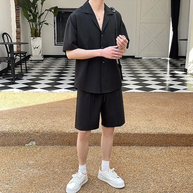 Maxct Lapel Shirt and Shorts Casual Two-piece Suit