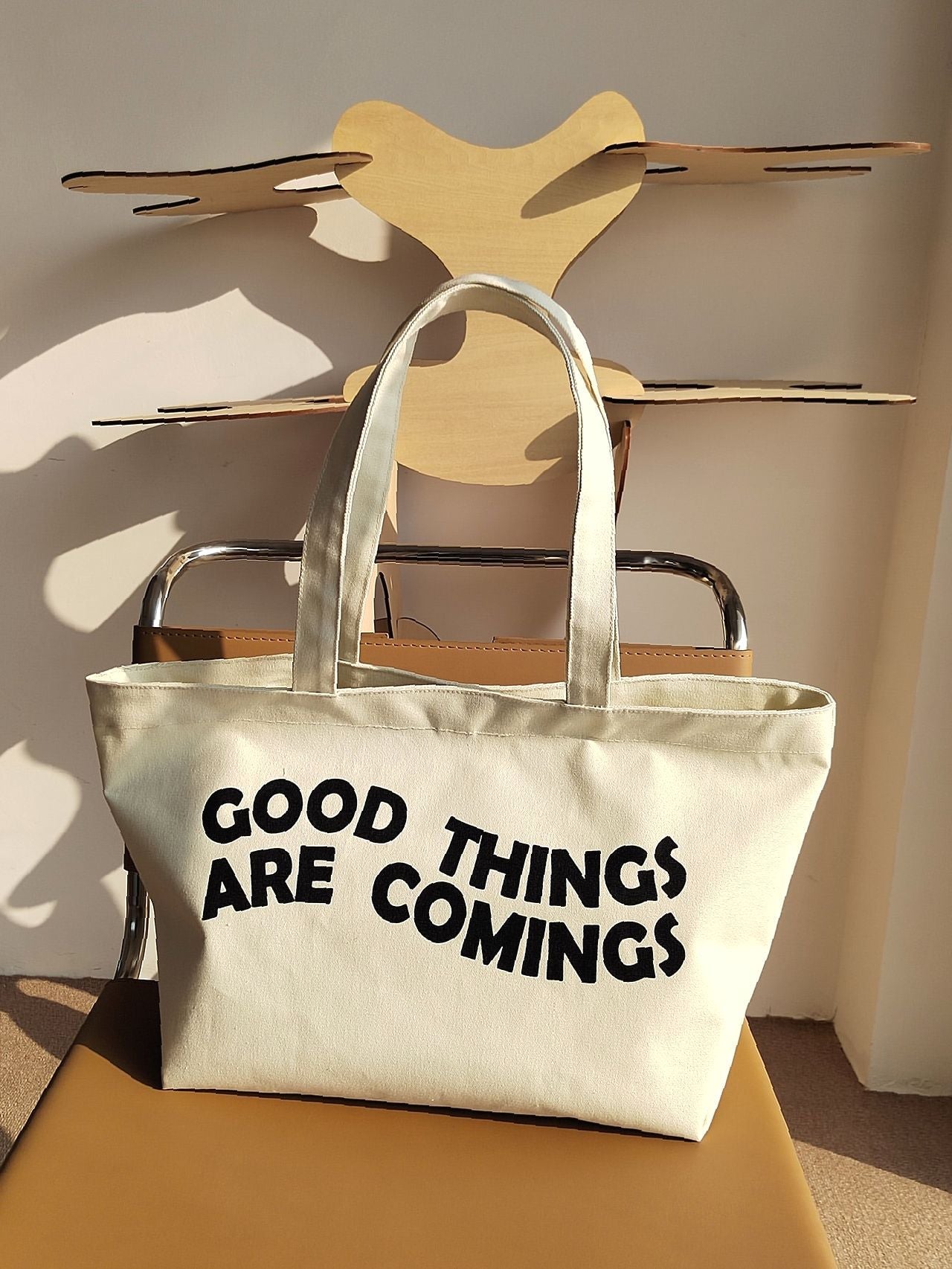 Maxct - Slogan Graphic Large Capacity Shopper Bag  - Women Tote Bags