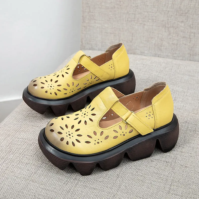 Handmade Light Platform Sandals Mori Girl Style Retro Mary Jane Shoes Grey/Coffee Maxct