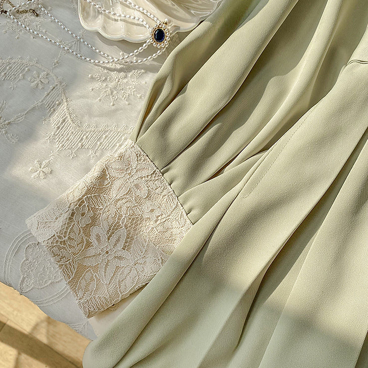 Matcha Peter Pan Pleated Dress Maxct