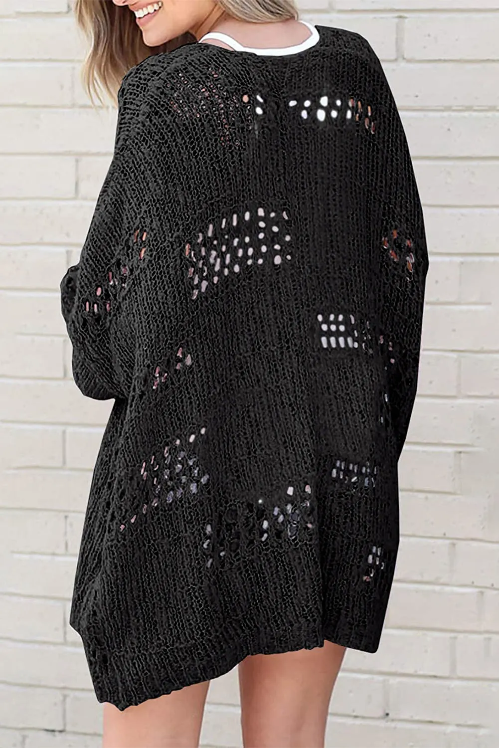 Maxct &Openwork Long Sleeve Cardigan