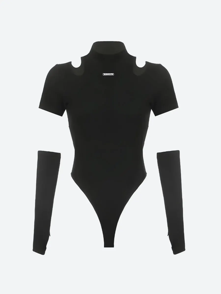 Maxct &Cyberpunk Cut Out Corduroy Bodysuit