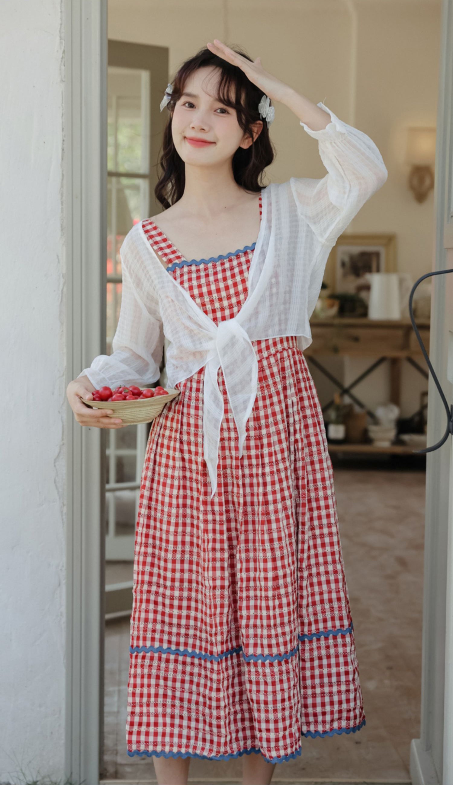 Daisy Chain Gingham Midi Dress Maxct