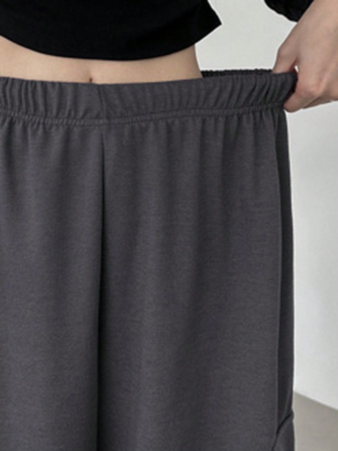 Maxct Leisure Solid Color Drawstring Sweatpants With Pockets, Loose Fit