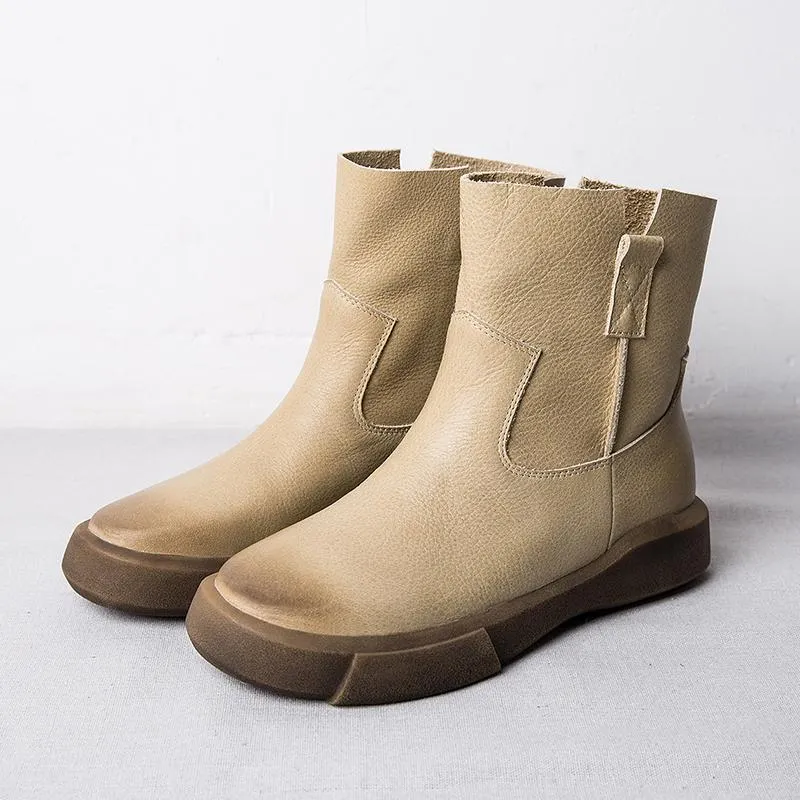 Waxing Short Boots for Winter Side Zipper Chelsea Boots Black/Coffee Maxct
