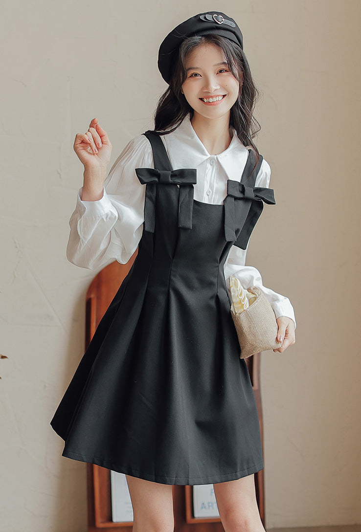 Little Bow Mini Pinafore Dress Set Maxct