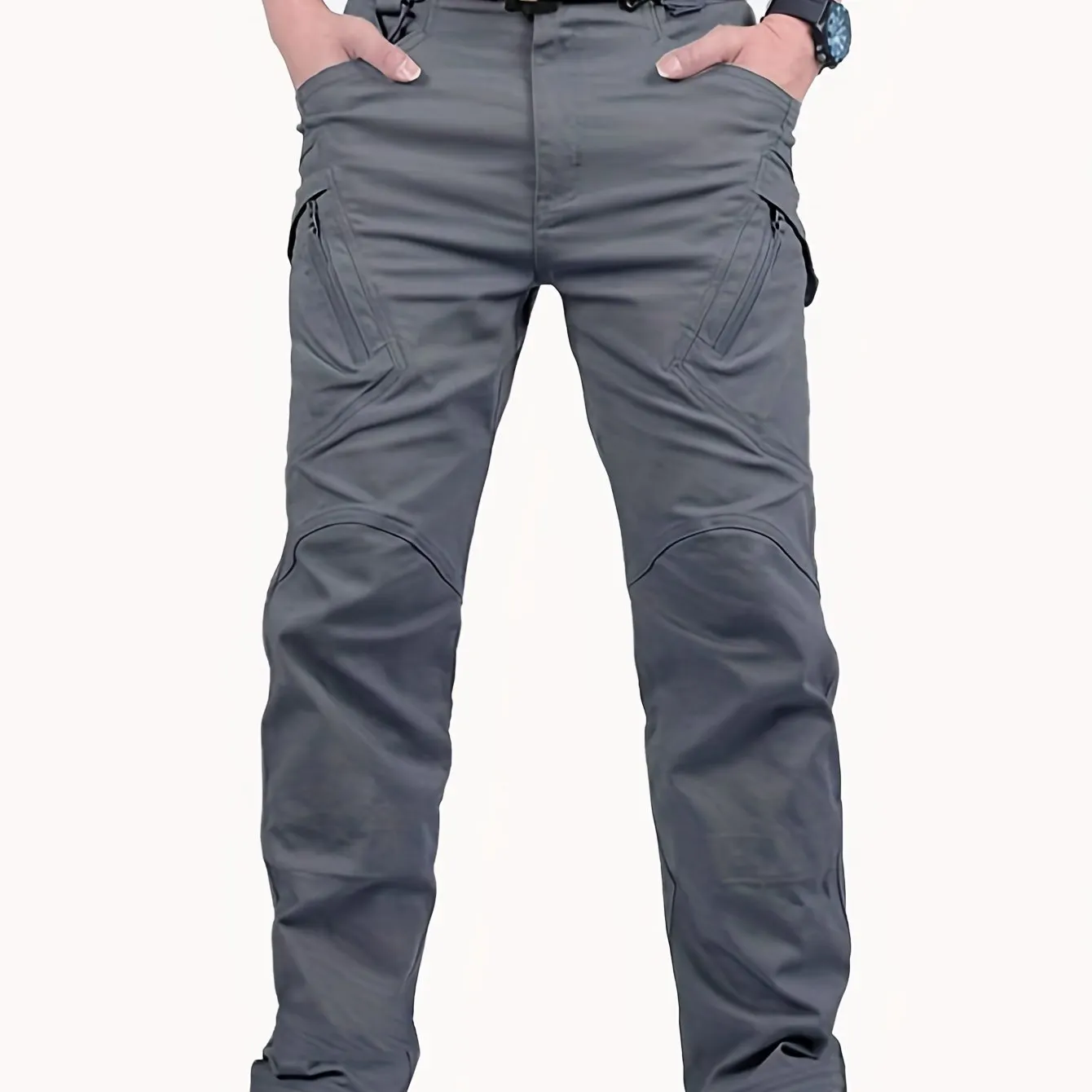 Maxct  Men's Casual Cargo Pants With Zipper Pockets, Male Joggers For Spring And Fall Outdoor