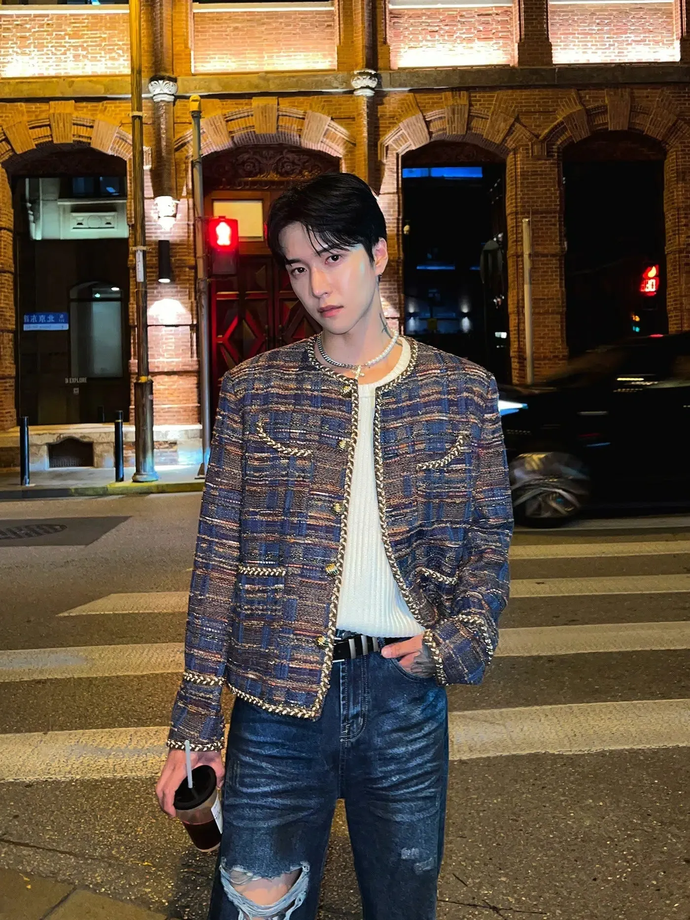 Maxct Braided Round Neck Tweed Jacket