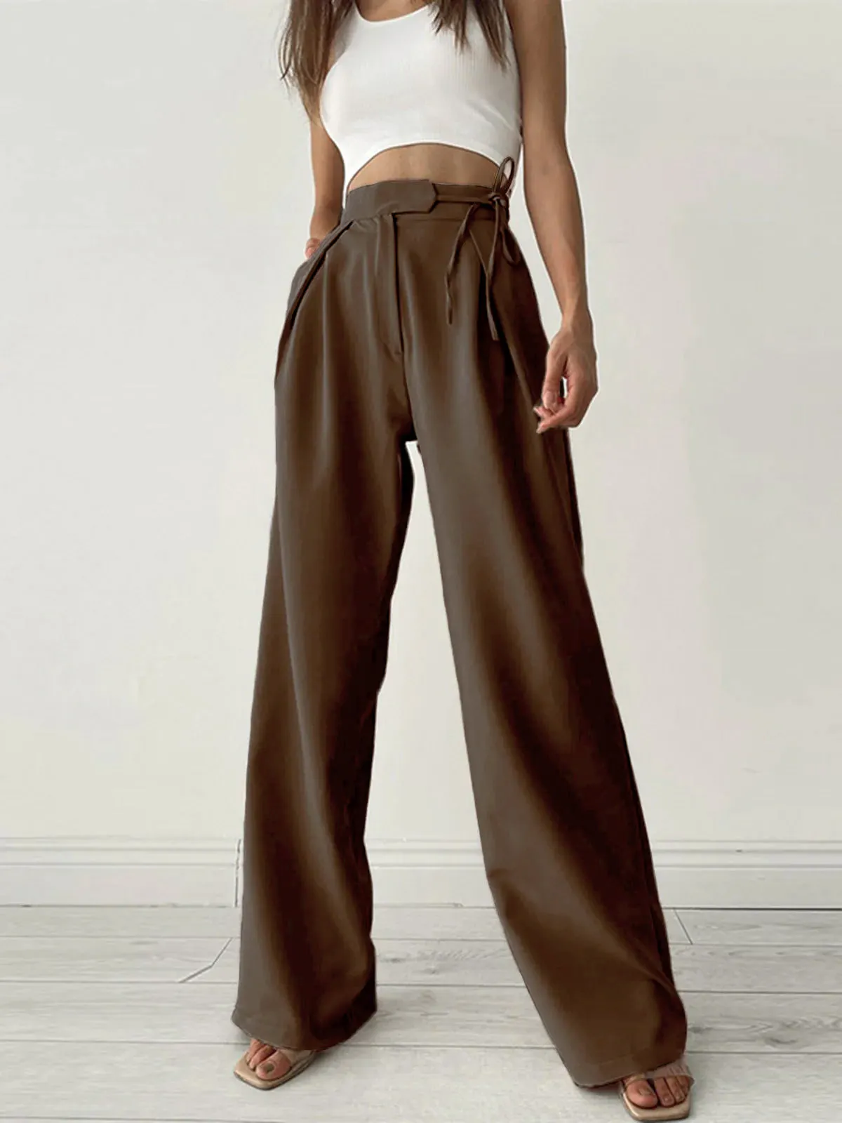 Maxct Palazzo Tied Wide Leg Dress Pants - Image 8