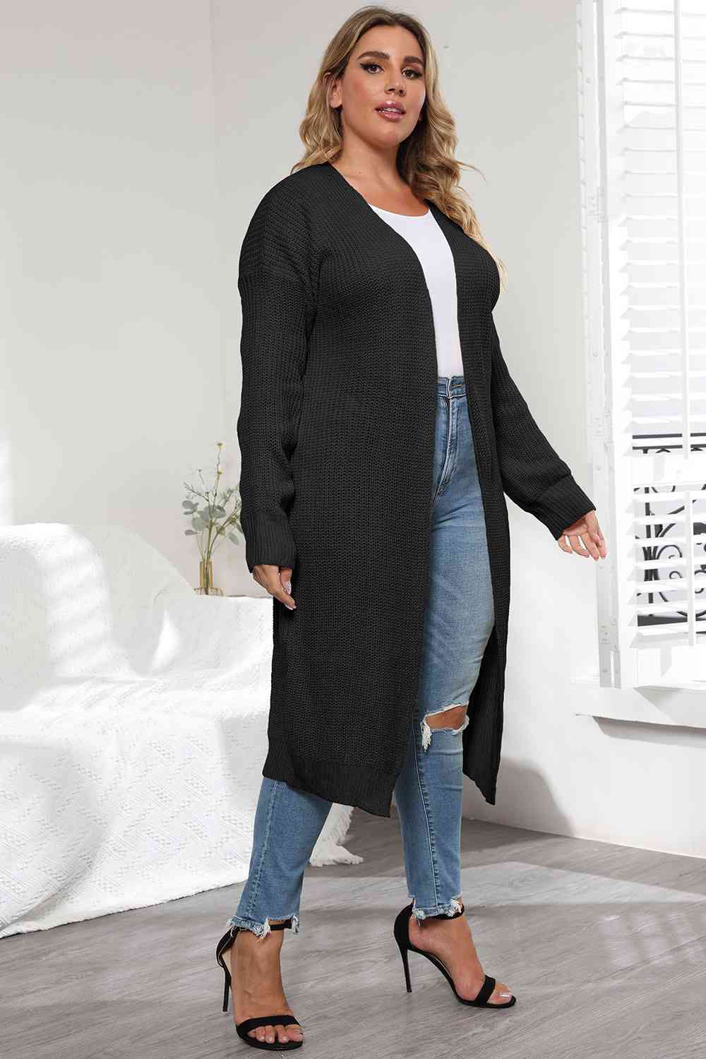 Maxct &Plus Size Open Front Long Sleeve Cardigan