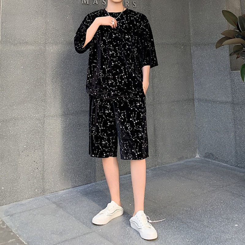 Maxct Velvet T-Shirt Shorts Casual Set
