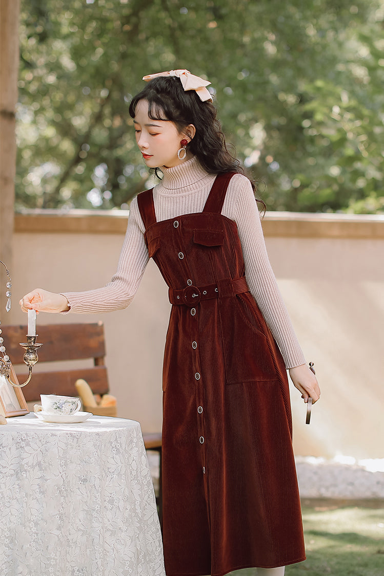 Corduroy Button Up Midi Dress Maxct