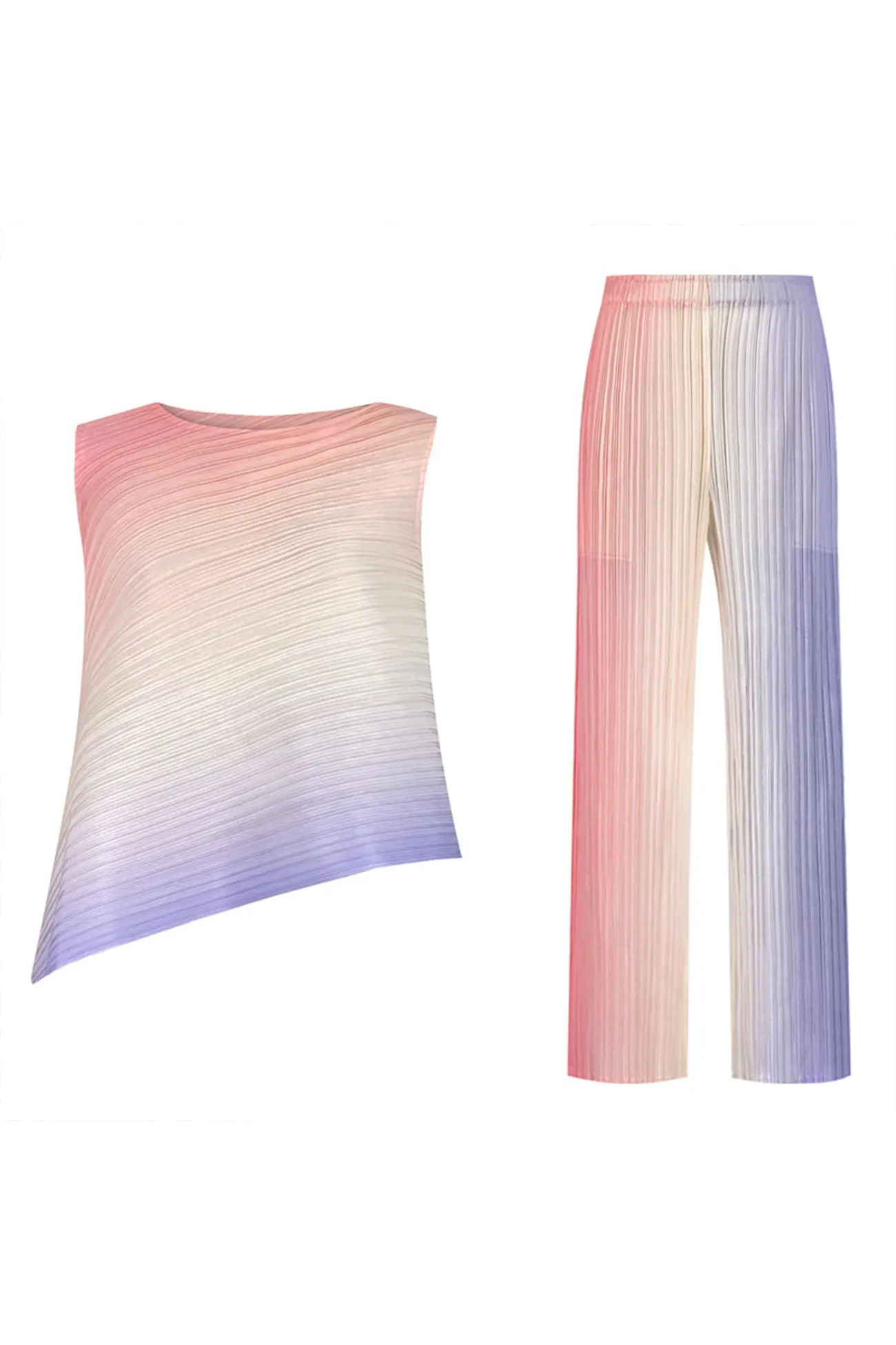 Maxct Gradient Full Pleated Irregular Top & Wide Leg Pants