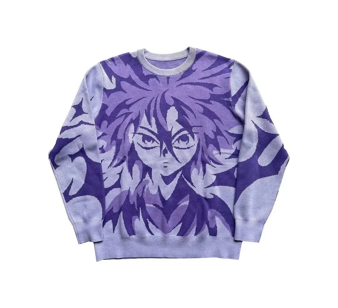 Maxct Japan Harajuku Anime Style Black White Pullover Sweater y2k Woman Vintage Clothes ssweatshirt Long Sleeve Round Neck Top traf