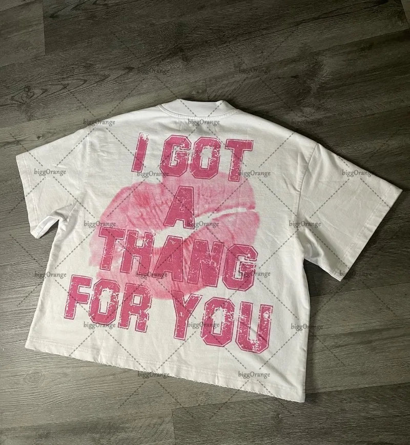 Maxct Y2k European and American Fashion Streetwear Women Cartoon Print Oversized Short-sleeved Hip-hop Retro Versatile T-shirt Men